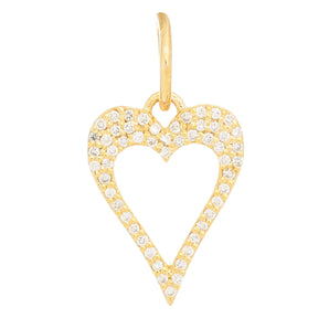 14k Solid Gold & Diamond Elongated Heart Pendant,  (14K-DP-151)