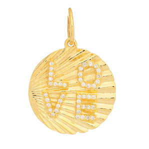 14k Solid Gold & Diamond Fluted LOVE Pendant,  (14K-DP-147)