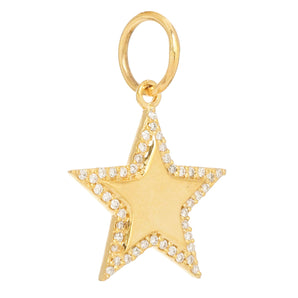 14k Solid Gold & Diamond Star Pendant,  (14K-DP-170)