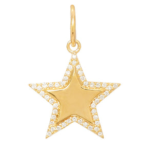 14k Solid Gold & Diamond Star Pendant,  (14K-DP-170)