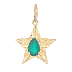 14k Solid Gold & Emerald Star Pendant,  (14K-DP-176)