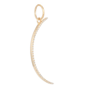 14k Solid Gold & Diamond Crescent Moon Pendant,  (14K-DP-157)