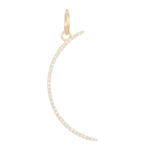 14k Solid Gold & Diamond Crescent Moon Pendant,  (14K-DP-157)