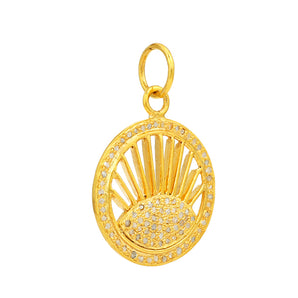 Pave Diamond Sunburst Pendant, (DPM-1371)