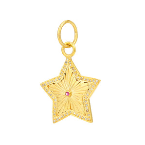 Pave Diamond Fluted Star Pendant, (DPM-1376)