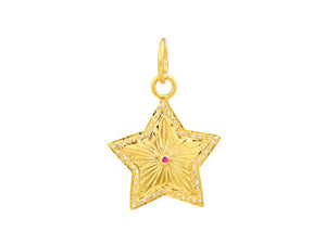Pave Diamond Fluted Star Pendant, (DPM-1376)