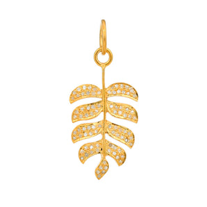 Pave Diamond Filigree Leaf Pendant, (DPM-1372)