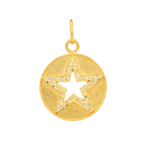 Pave Diamond Disc Star Pendant, (DPM-1366)