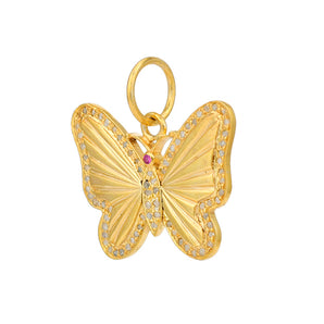 Pave Diamond & Ruby Butterfly Pendant, (DPM-1368)