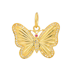 Pave Diamond & Ruby Butterfly Pendant, (DPM-1368)