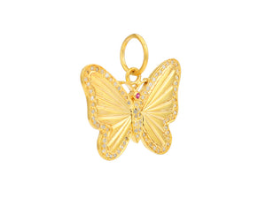 Pave Diamond & Ruby Butterfly Pendant, (DPM-1368)