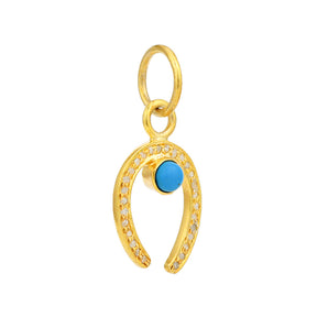 Pave Diamond & Turquoise Horse Shoe Pendant, (DPS-219)