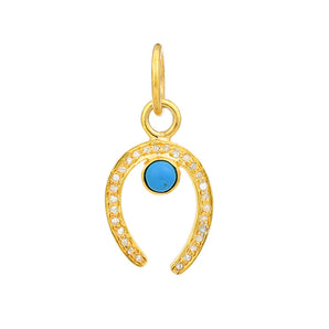 Pave Diamond & Turquoise Horse Shoe Pendant, (DPS-219)