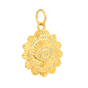 Pave Diamond Fluted Evil Eye Pendant, (DPM-1373)