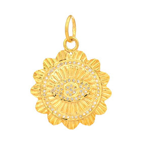 Pave Diamond Fluted Evil Eye Pendant, (DPM-1373)