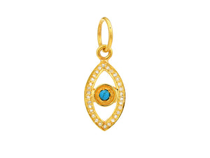 Pave Diamond & Turquoise Small Evil Eye Pendant, (DPS-218)