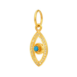 Pave Diamond & Turquoise Small Evil Eye Pendant, (DPS-218)