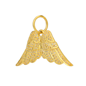 Pave Diamond Angle Wings Pendant, (DPM-1377)