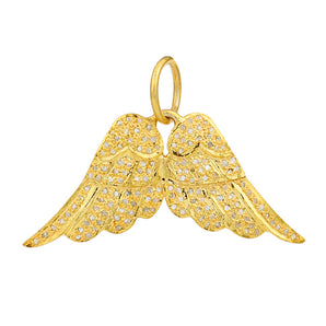 Pave Diamond Angle Wings Pendant, (DPM-1377)