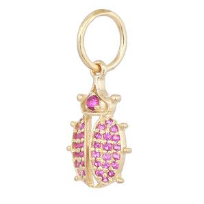 14k Solid Gold & Ruby Beetle Pendant,  (14K-DP-190)