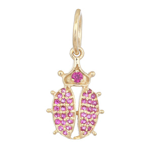 14k Solid Gold & Ruby Beetle Pendant,  (14K-DP-190)