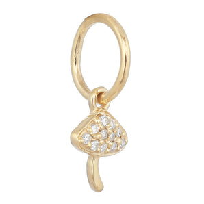 14k Solid Gold & Diamond Mini Mushroom Charm,  (14K-DP-197)