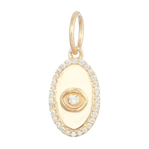 14k Solid Gold & Diamond Evil Eye Pendant,  (14K-DP-195)