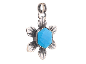 Sterling Silver Turquoise Flower Pendant, (SP-5852)