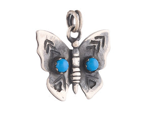 Sterling Silver Turquoise Butterfly Pendant, (SP-5863)