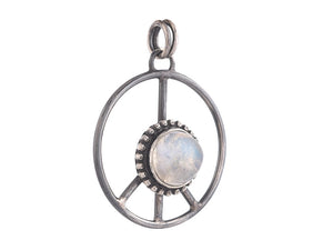 Sterling Silver Moonstone Peace Sign Pendant, (SP-5864)