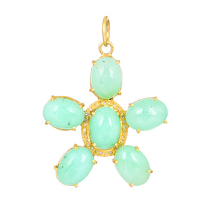 Pave Diamond & Chrysoprase Flower Pendant, (DPL-2605)