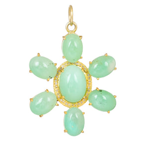 Pave Diamond & Chrysoprase Flower Pendant, (DPL-2603)