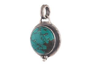 Sterling Silver Turquoise Small Round Pendant, (SP-5857)