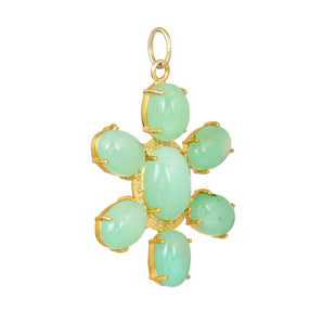 Pave Diamond & Chrysoprase Flower Pendant, (DPM-1379)