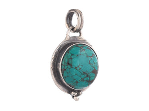 Sterling Silver Turquoise Small Round Pendant, (SP-5857)