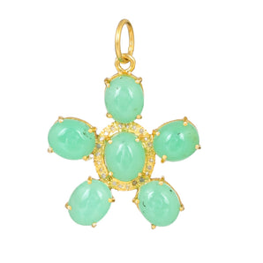 Pave Diamond & Chrysoprase Flower Pendant, (DPM-1379)