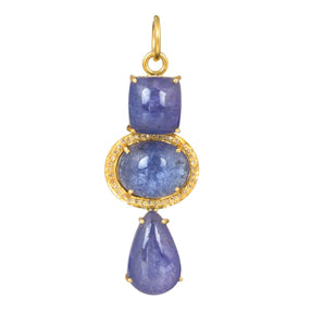 Pave Diamond & Tanzanite Three Stone Pendant, (DPL-2602)