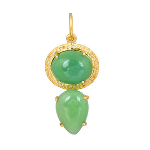 Pave Diamond & Chrysoprase Pendant, (DPM-1378)