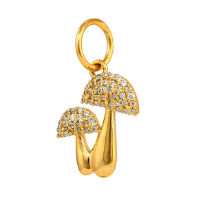 14k Solid Gold & Diamond Mushroom Duo Charm, (14K-DCH-865)