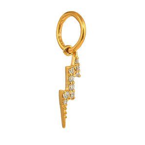 14k Solid Gold & Diamond Lightning Bolt Charm, (14K-DCH-866)