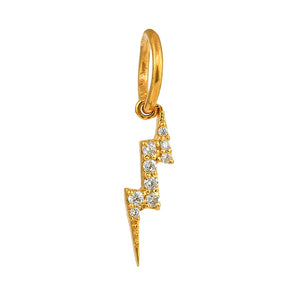 14k Solid Gold & Diamond Lightning Bolt Charm, (14K-DCH-866)