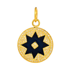 Pave Diamond Enamel Starburst Pendant, (DPL-2584)