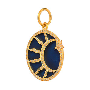 Pave Diamond & Enamel Sun Pendant, (DPL-2582)