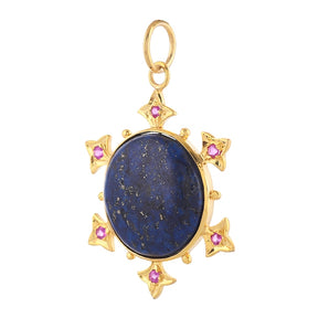 Sterling Silver & Lapis with Ruby Pendant, (DPL-2578)