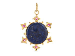 Sterling Silver & Lapis with Ruby Pendant, (DPL-2578)