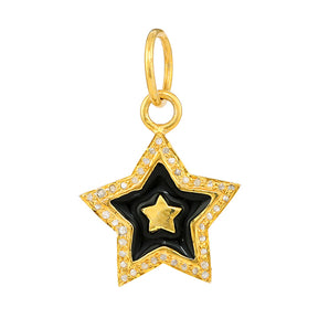 Pave Diamond Enamel Star Pendant, (DPS-220)