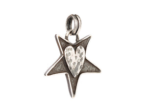 Sterling Silver Handcrafted Star Heart Pendant, (AF-561)