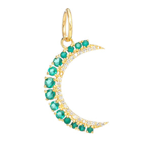 14k Solid Gold & Emerald, Crescent Moon Pendant,  (14K-DP-126)