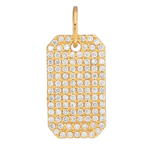 14k Solid Gold & Diamond Tag Pendant, (14K-DCH-823)