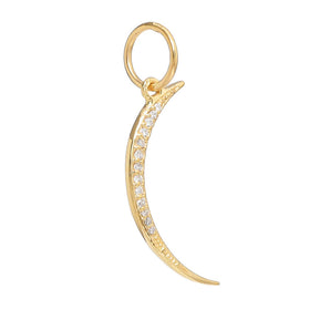 14k Solid Gold & Diamond Crescent Moon Pendant, (14K-DCH-839)